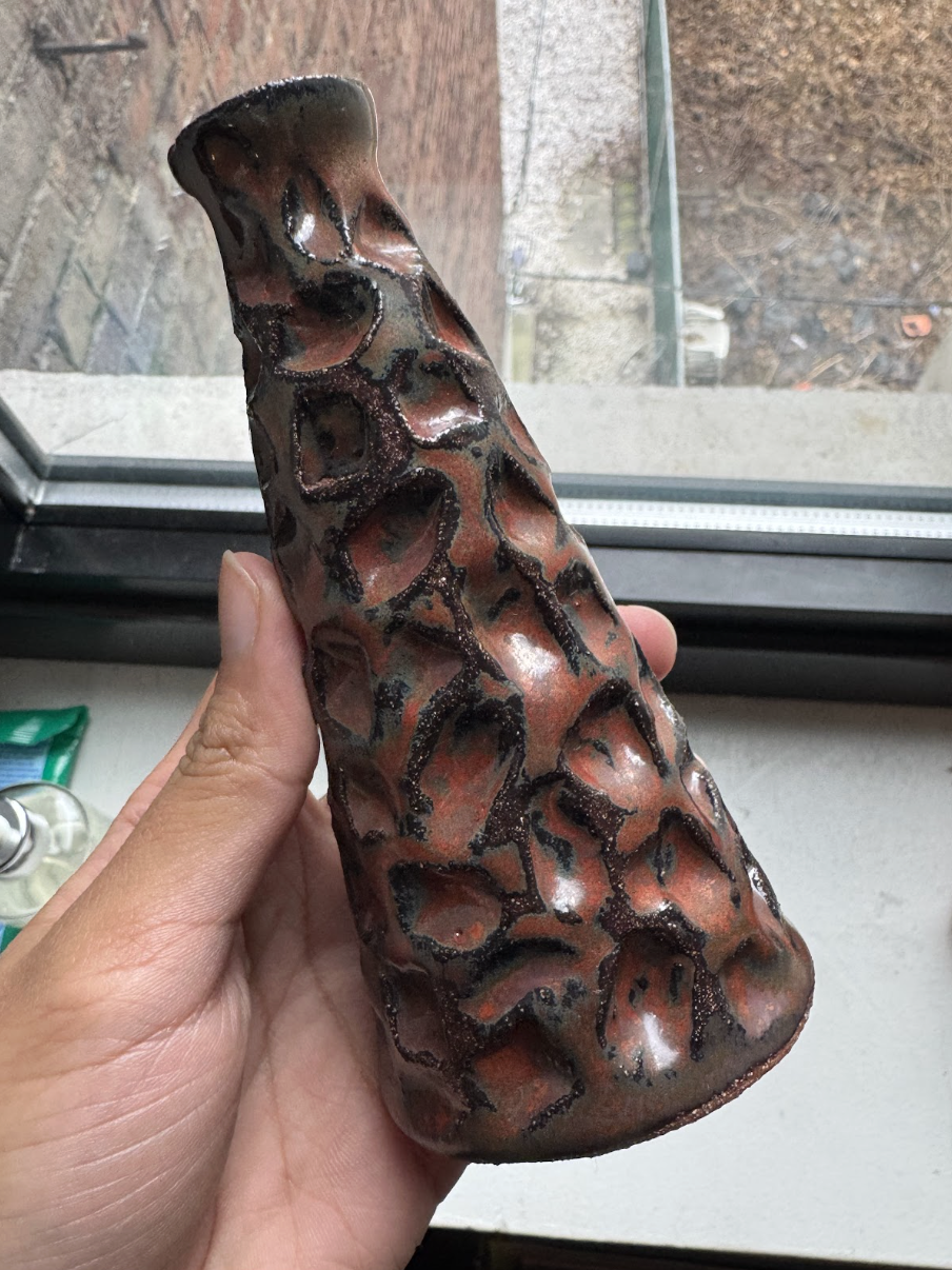 Carved Red Clay Bud Vase, 4/5