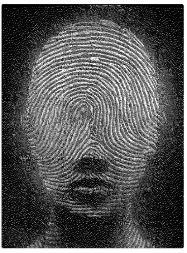 thumbprint superimposed on face