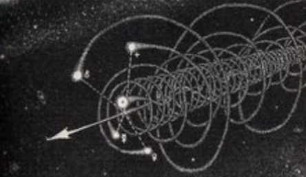 Diagram of a comet's trajectory through space with elliptical paths and orbital motion.