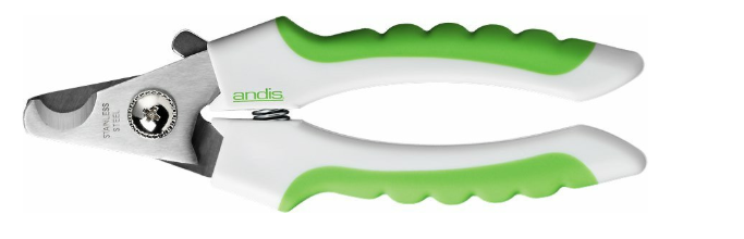 Pair of pruning shears with white and green handles.