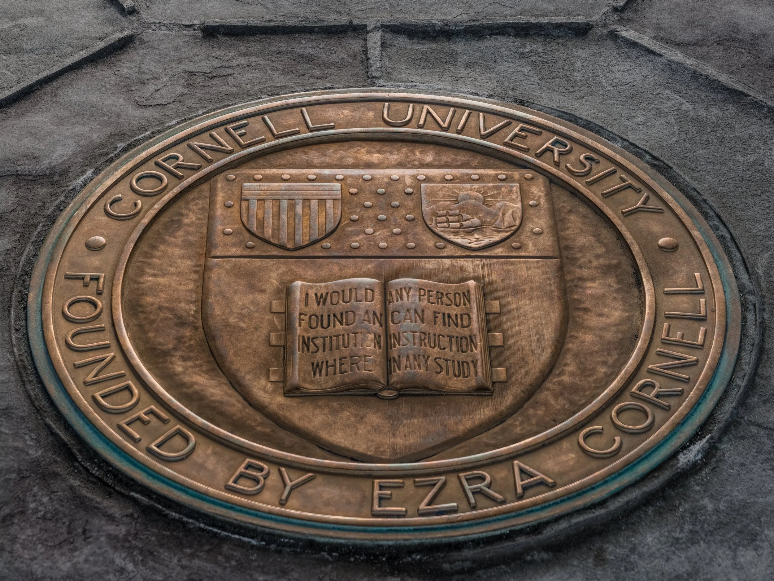 Cornell seal at Myron Taylor Hall