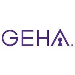 Logo with the word 'GEHA' in purple letters