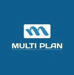 Logo of Multi Plan with a white and blue design.