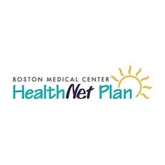 Logo for Boston Medical Center Health Net Plan with a yellow sun icon