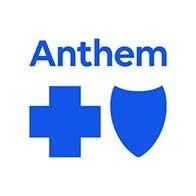 Anthem logo with blue cross and shield symbols.