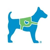 Dog silhouette with a family-friendly graphic design, featuring a heart in the middle.