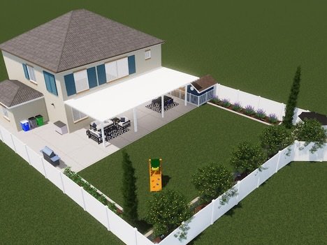 An open space backyard to grow with the family. 🛝With enough room to run and play and still have a veggie garden and an  orchard. 🌱

#3dlandscapedesign #landscapedesi̇gn