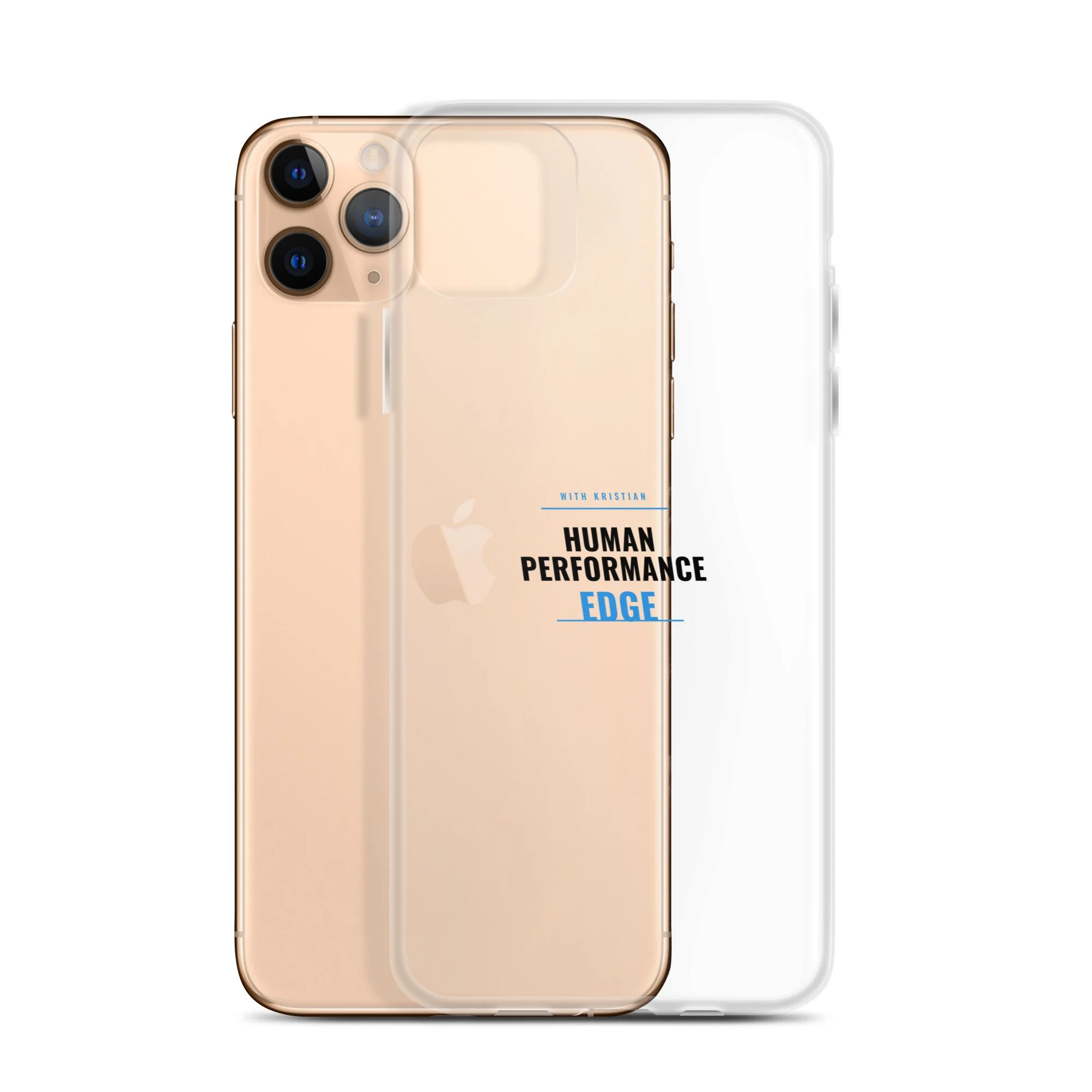 Clear iPhone case with Human Performance Edge logo
