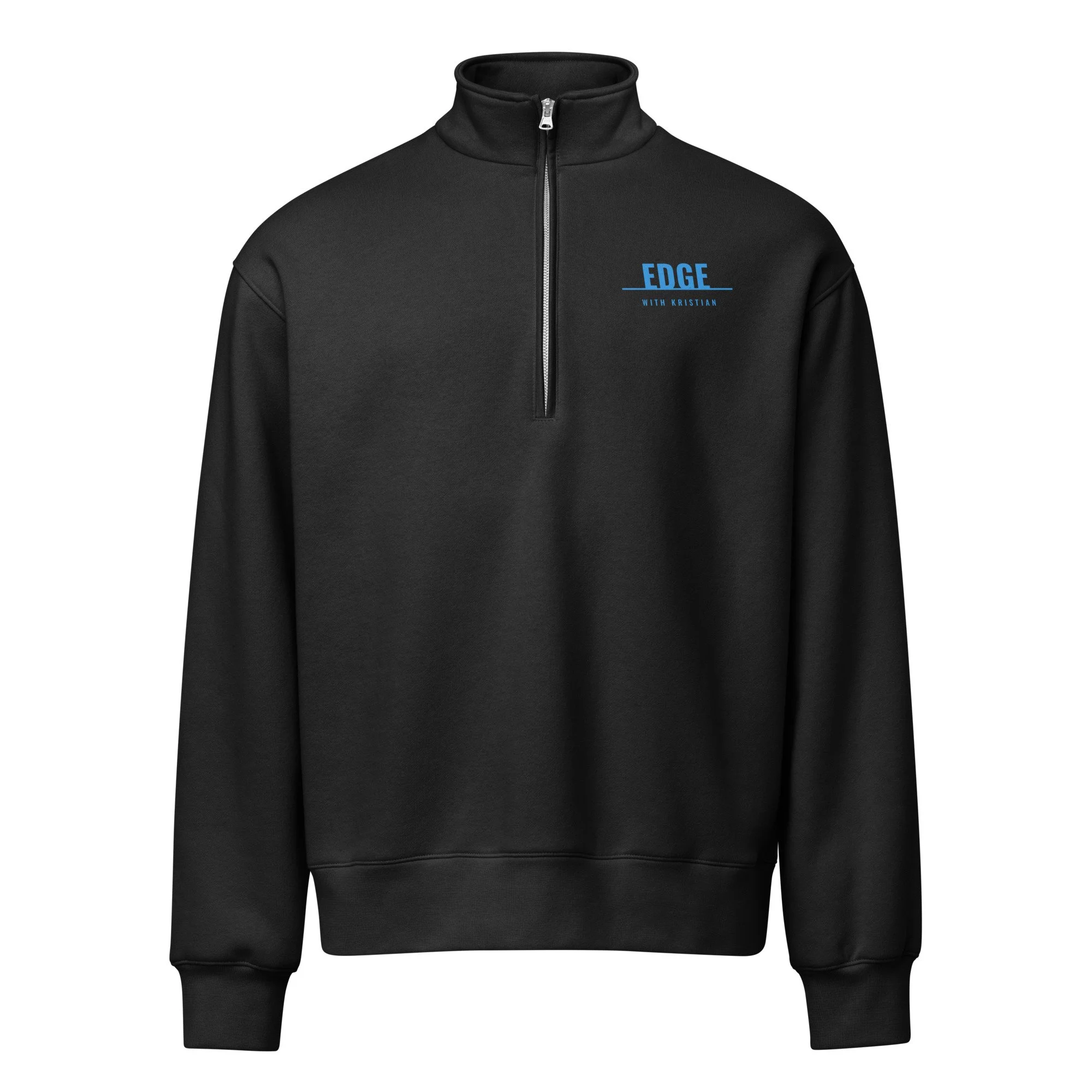 Black performance half-zip pullover with embroidered Human Performance Edge mark