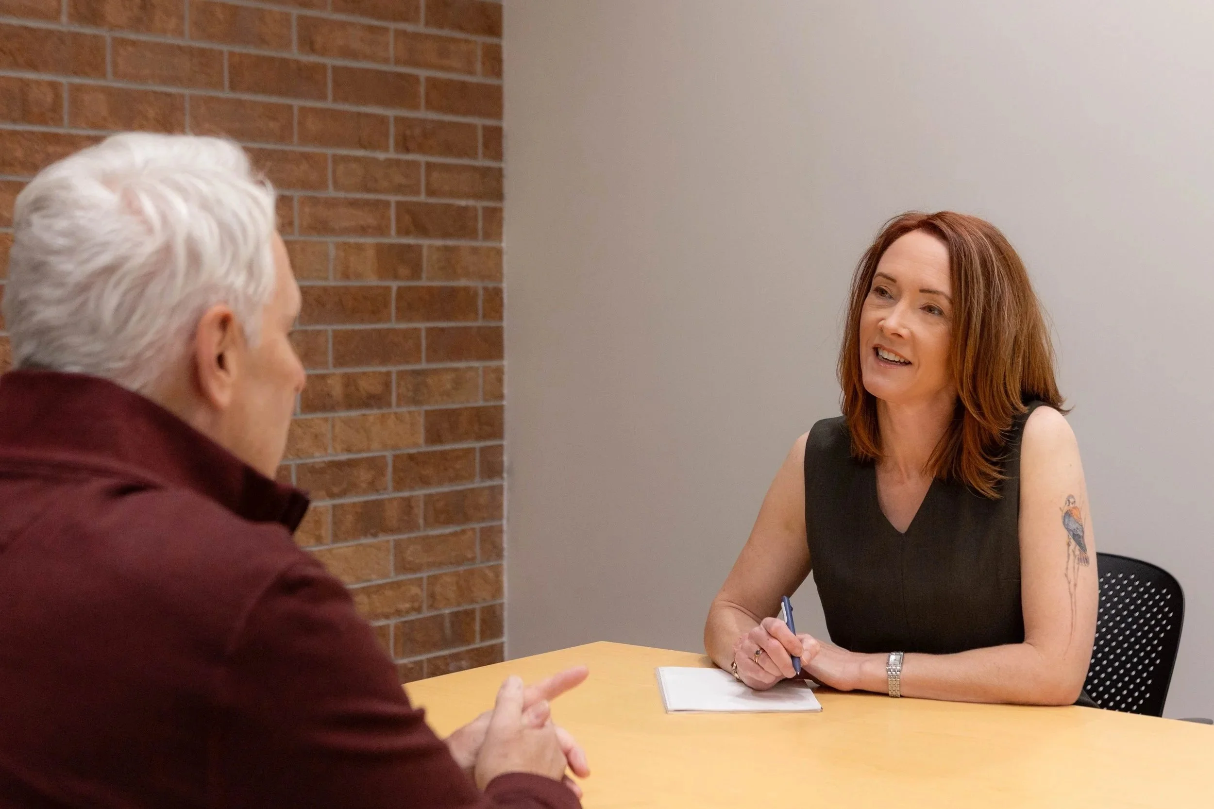 Cynthia Farrell, owner and principal of 110 West Group, during a one-on-one executive coaching session.