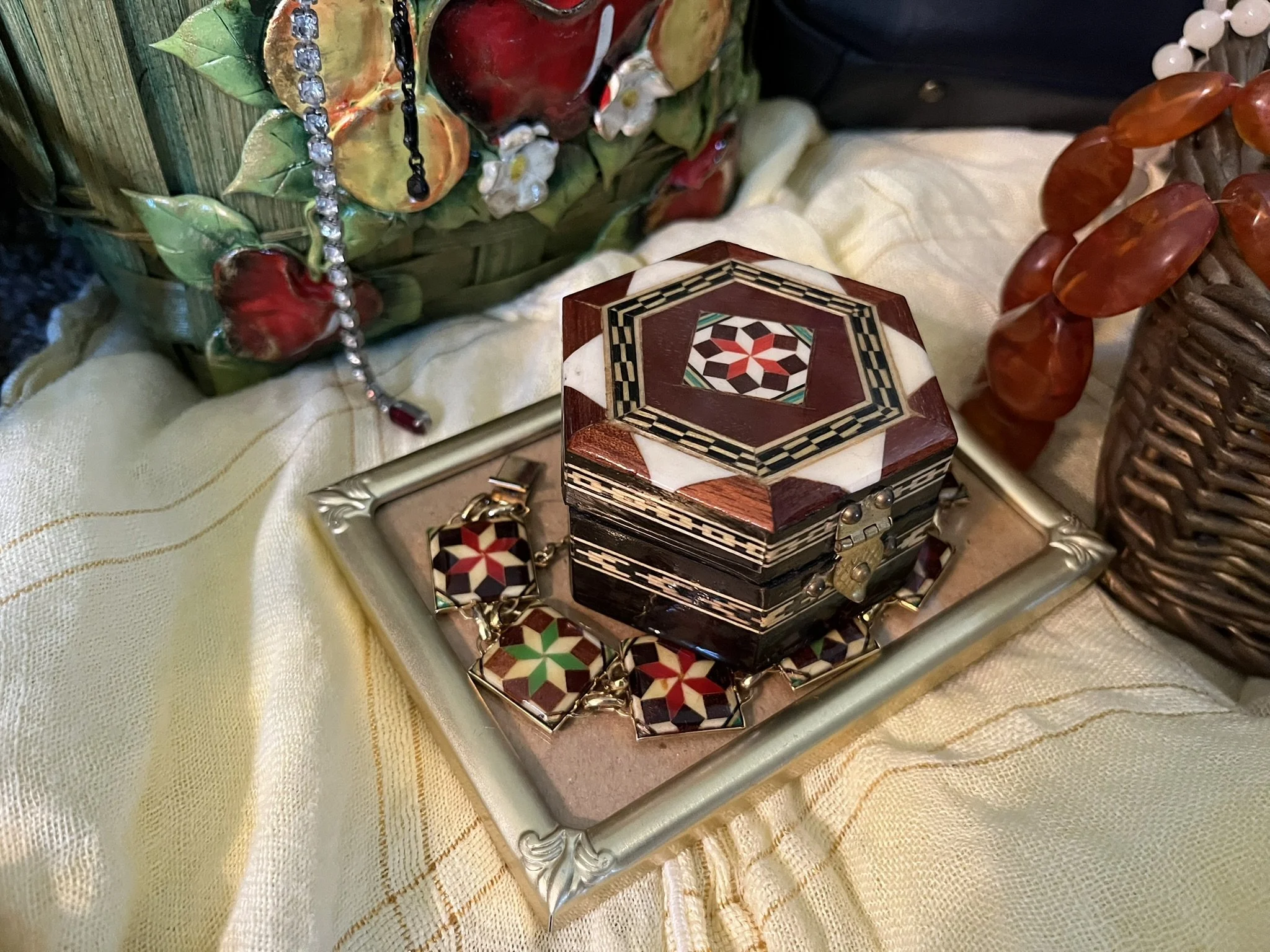 Damascus Mosaic Trinket Box and Bracelet Set