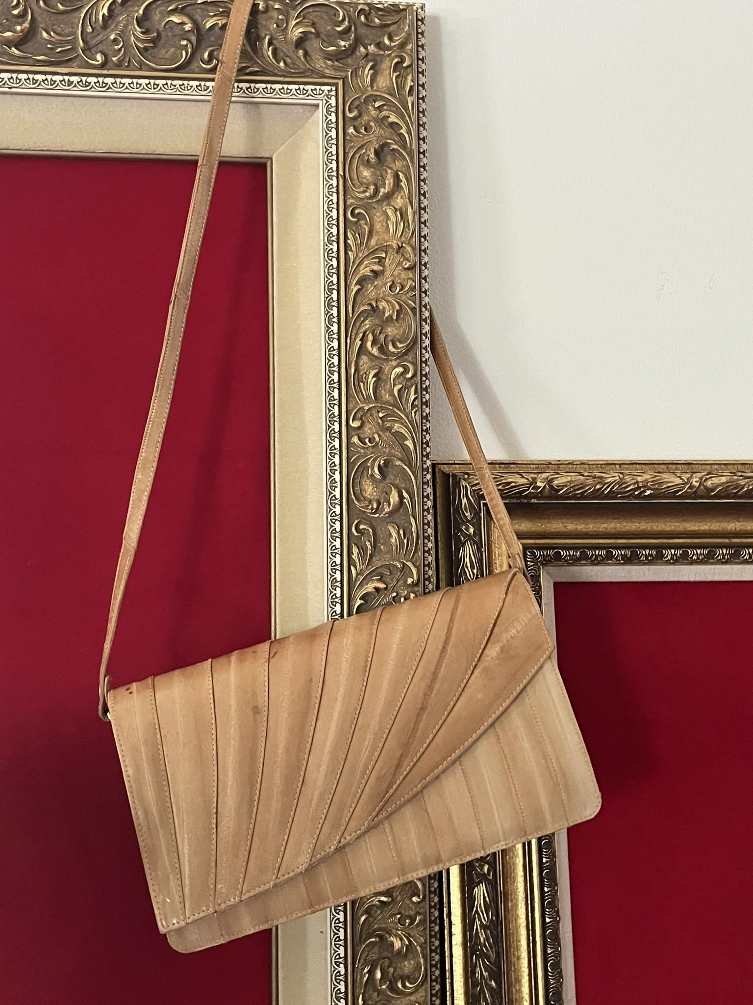 Vintage Beige Eelskin Crossbody