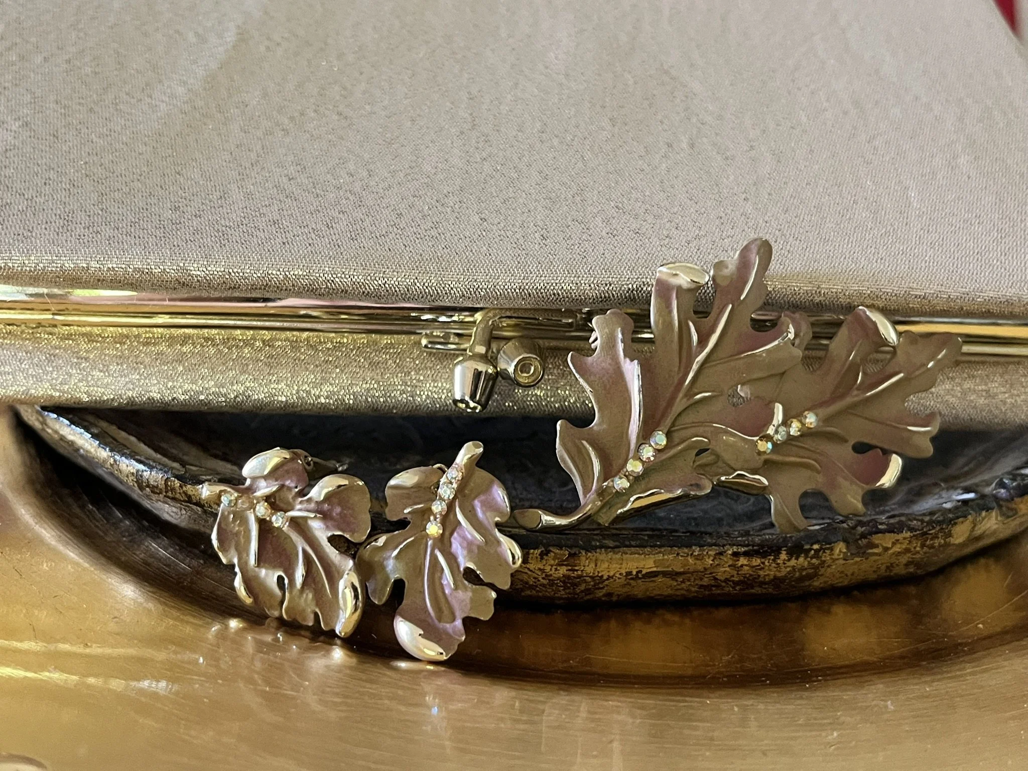 Autumn Splendor BSK Earring and Brooch Oak Leaf Demi Parure