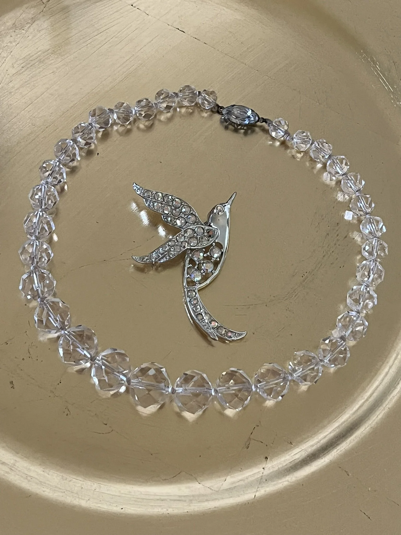Graduated Austrian Crystal Necklace With Sterling Silver Rhinestone Box Clasp