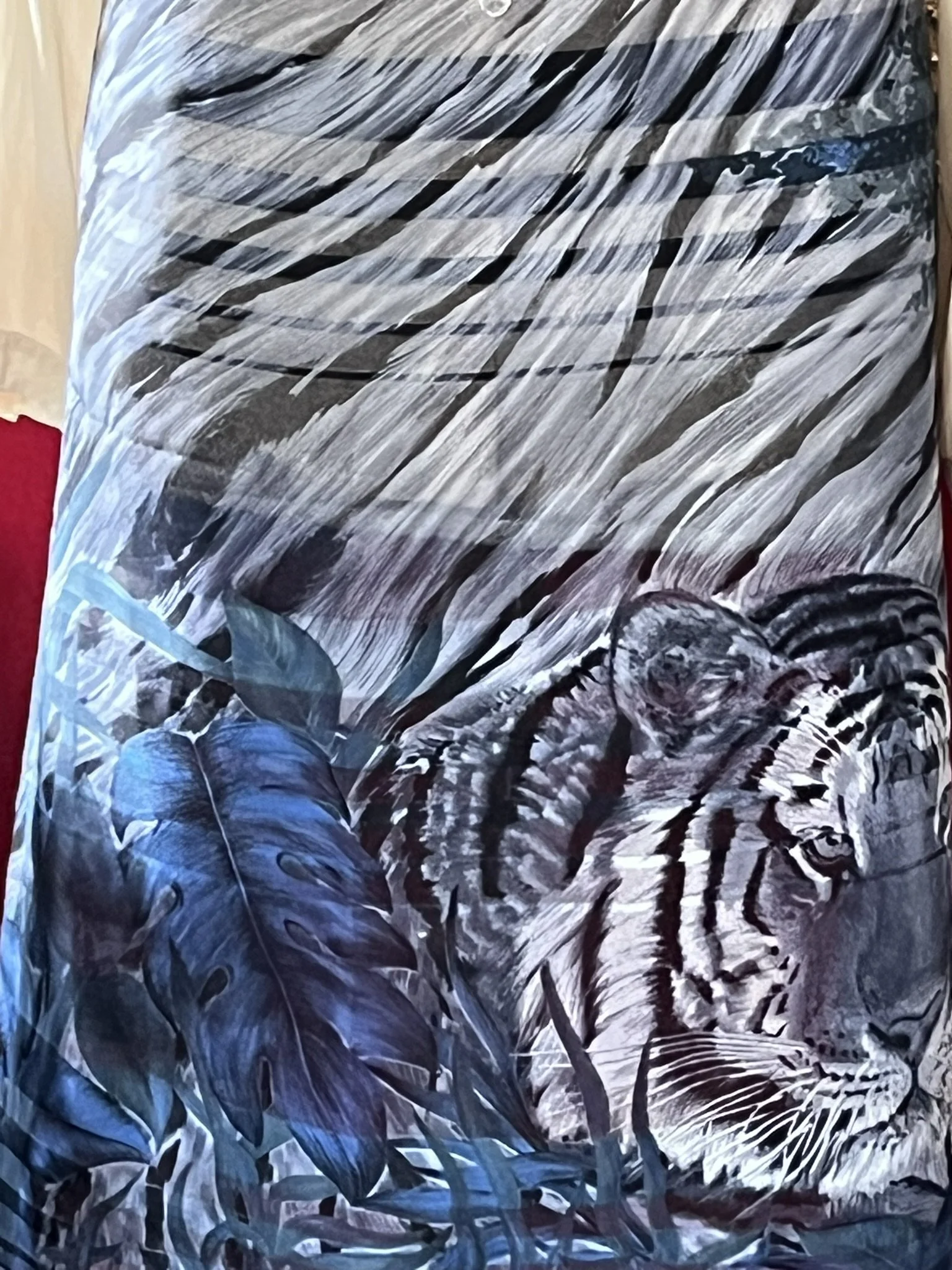 Tiger Print Oversized Graphic Statement Scarf