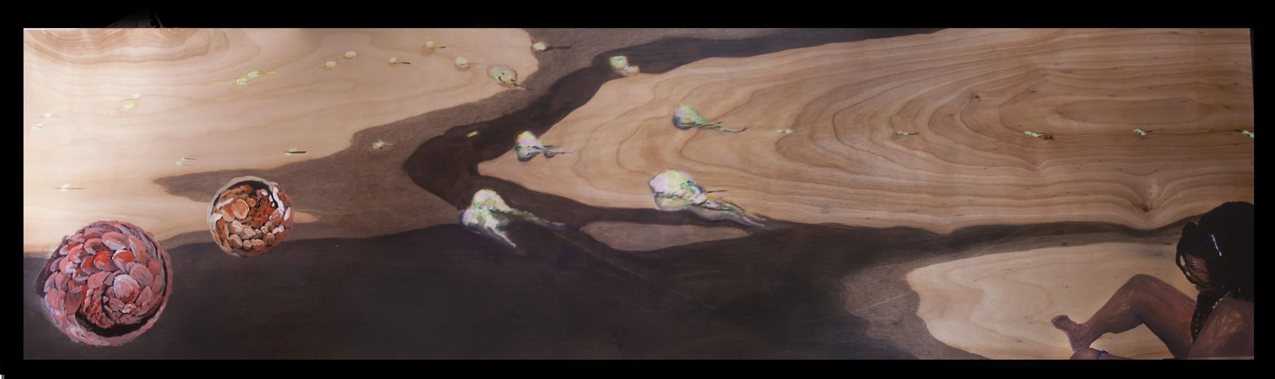 abstract painting of pangolins and light on beach
