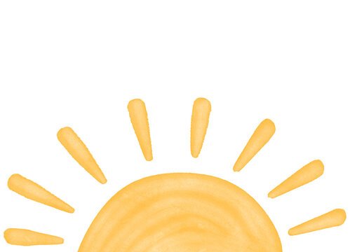 Illustration of a stylized sun with a round yellow center and sun rays extending outward.