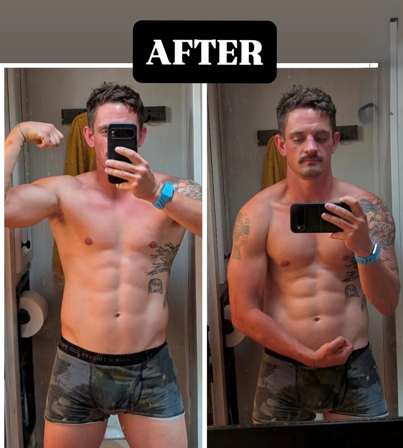 Anthony's after pictures. This transformation was after 4 months of a complete lifestyle overhaul. He made massive, but sustainable changes both mentally and physically. I could not be more proud of the work he put in to make this happen.