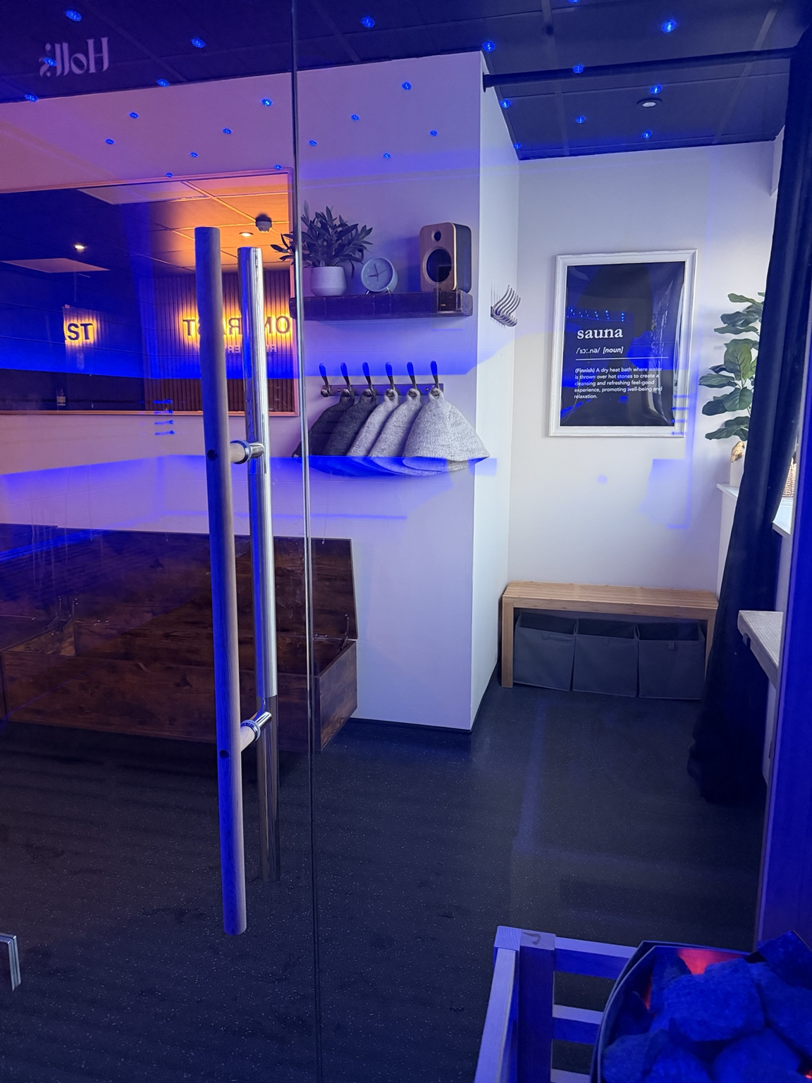 Premium Finnish sauna at Contrast Recovery wellness studio in Winchester.