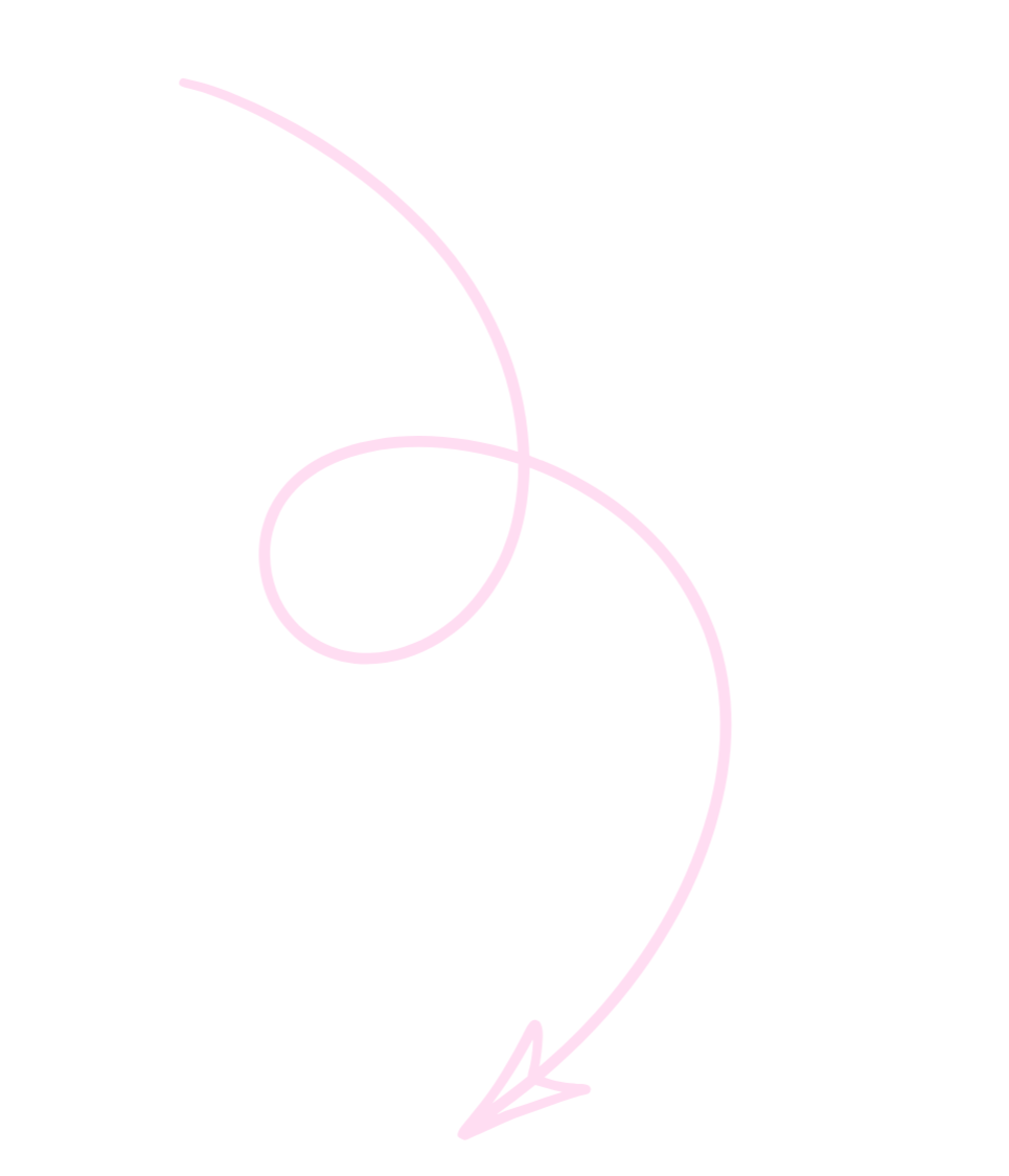 A light pink swirl arrow on a white background.