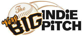The logo for 'Very Big Indie Pitch' featuring a stylized football with text overlay.