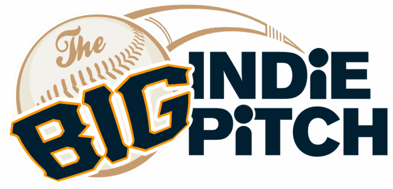 Logo for The Big Indie Pitch featuring a baseball design and bold text.