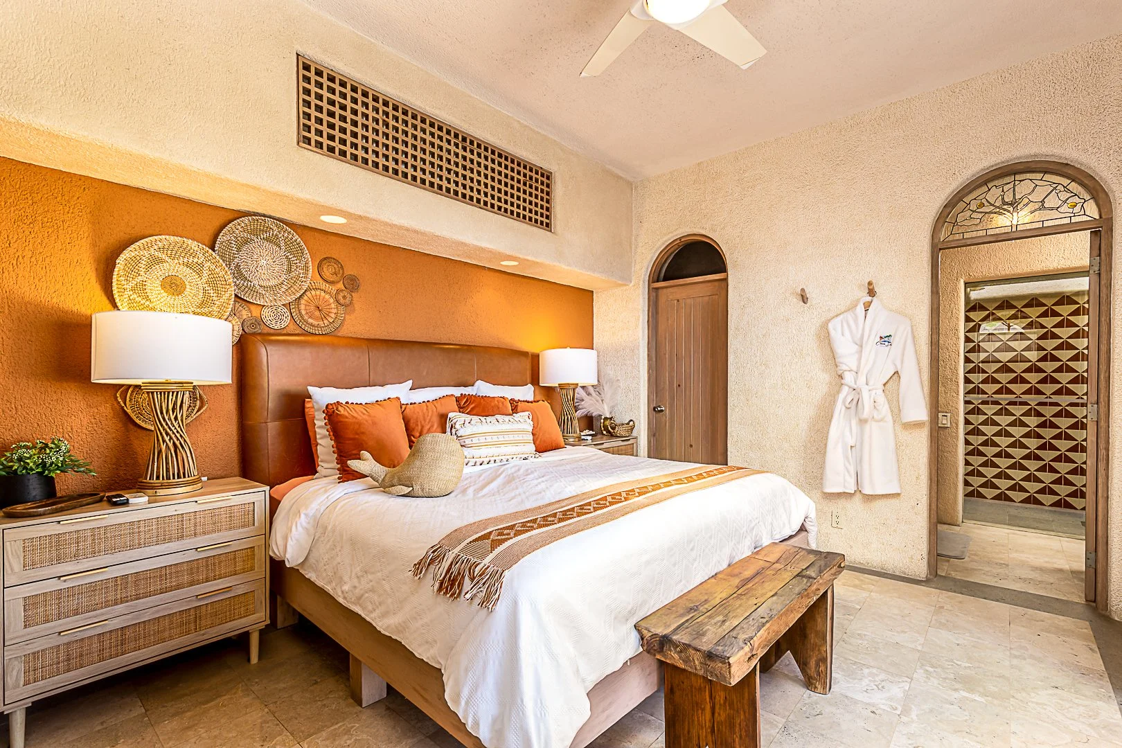 Bedroom with king bed at Casa Dos Hermanas in Cabo San Lucas
