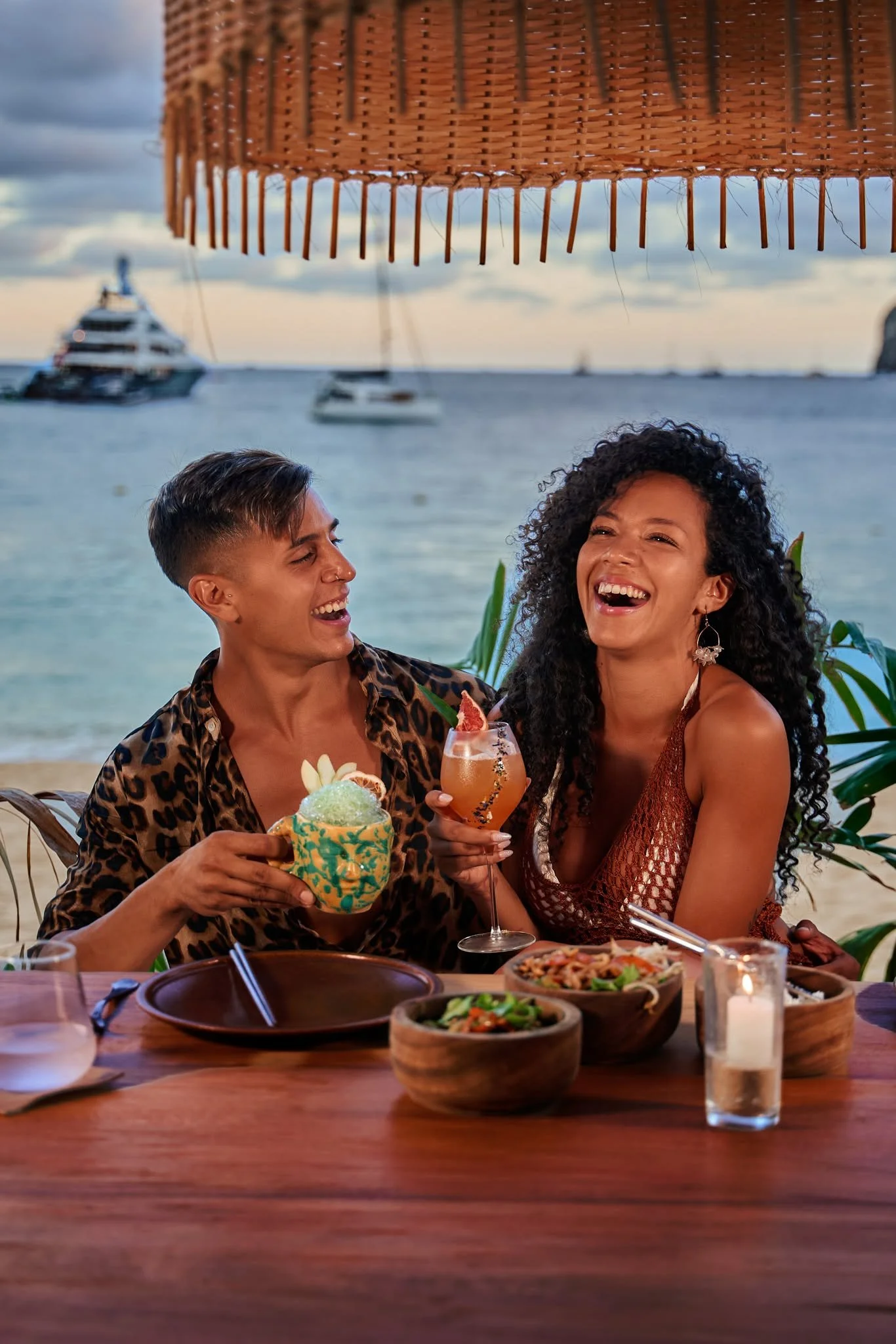 Funky Geisha beachfront restaurant with ocean views in Cabo San Lucas