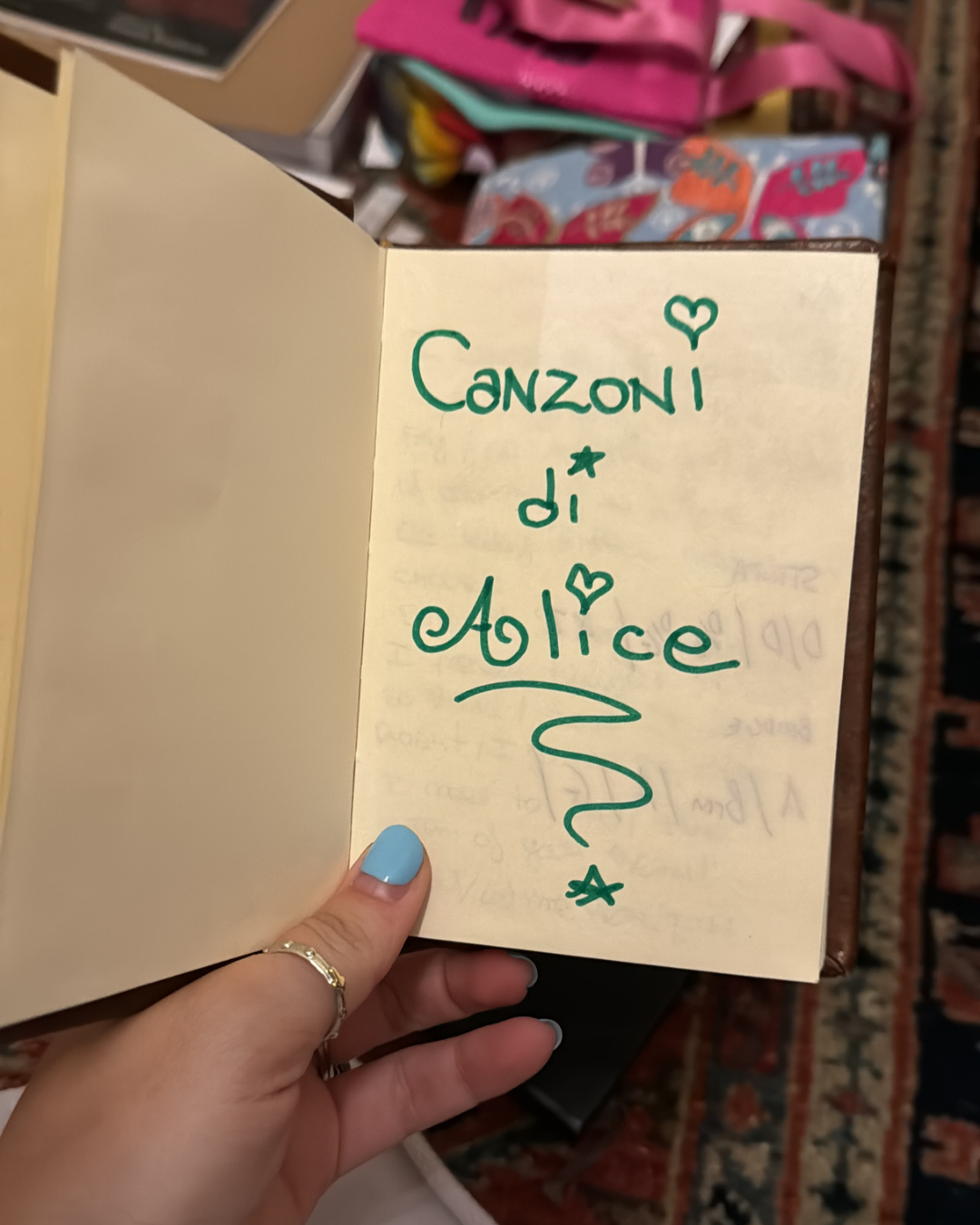 Young Alice's songwriting notebook.