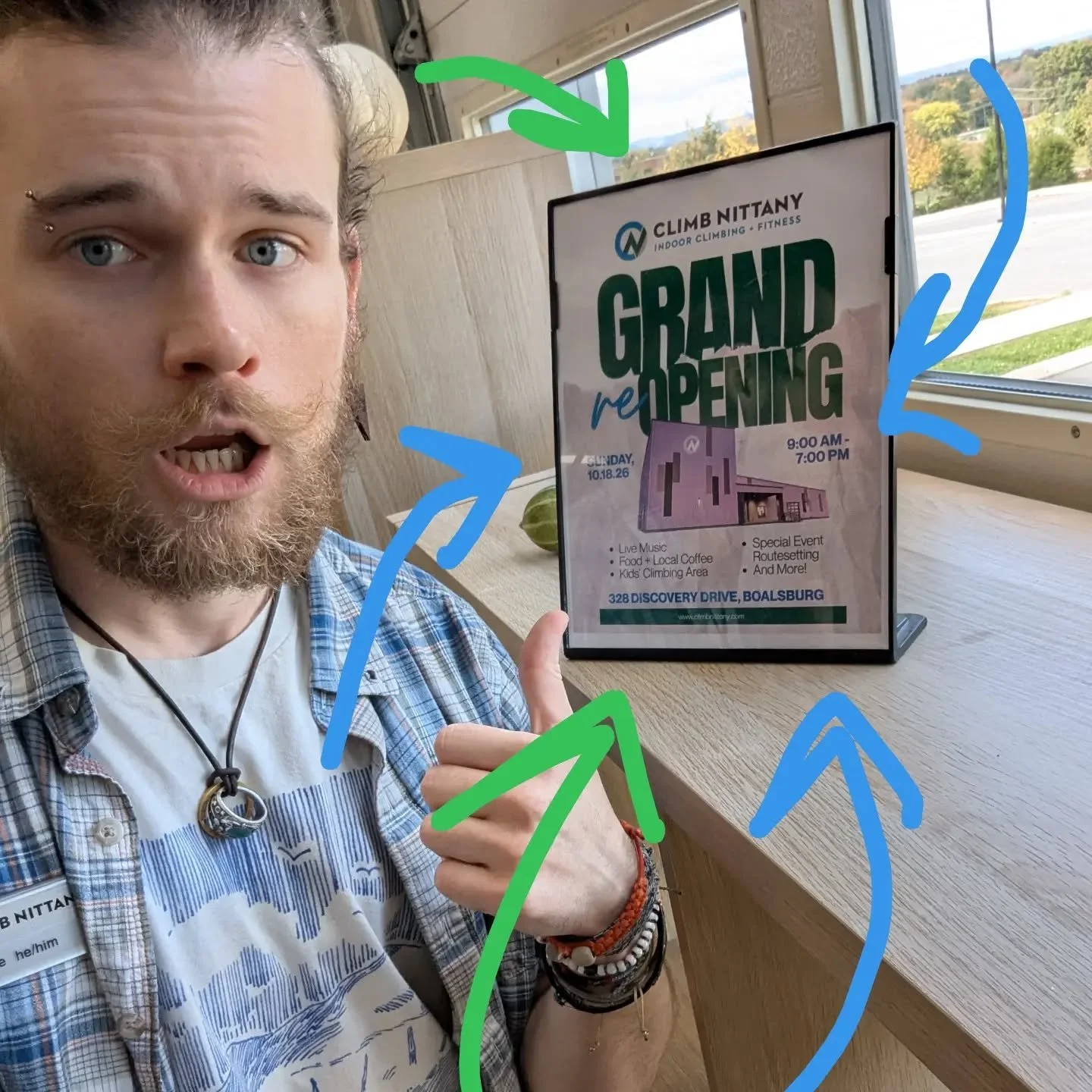 Wondering what our Grand Reopening Celebration will entail? Well, here you go!
Kid's Climbing Area: 10:00-2:00PM (glitter tattoos from 11-12)
Live Music starting at 2:00 PM
Pancakes and @spokedcoffee starting at 9:00 AM
Wayfruit Farms Cider AND Donut
