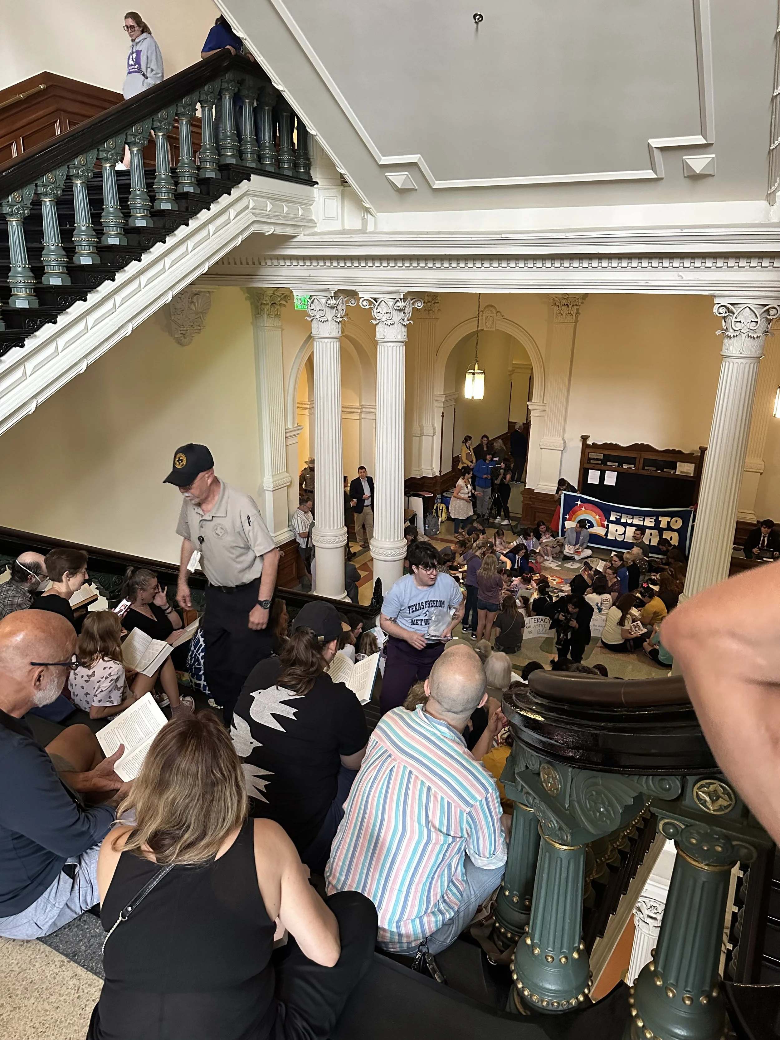 At a "Read-In" with my family in May, 2025 protesting laws restricting books in public schools and libraries.