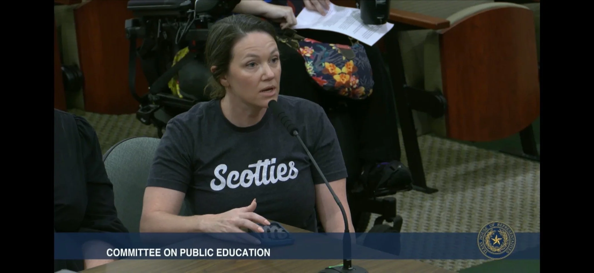 Testifying in support of public school teachers and funding at a Texas House K-12 Public Education Committee hearing this summer