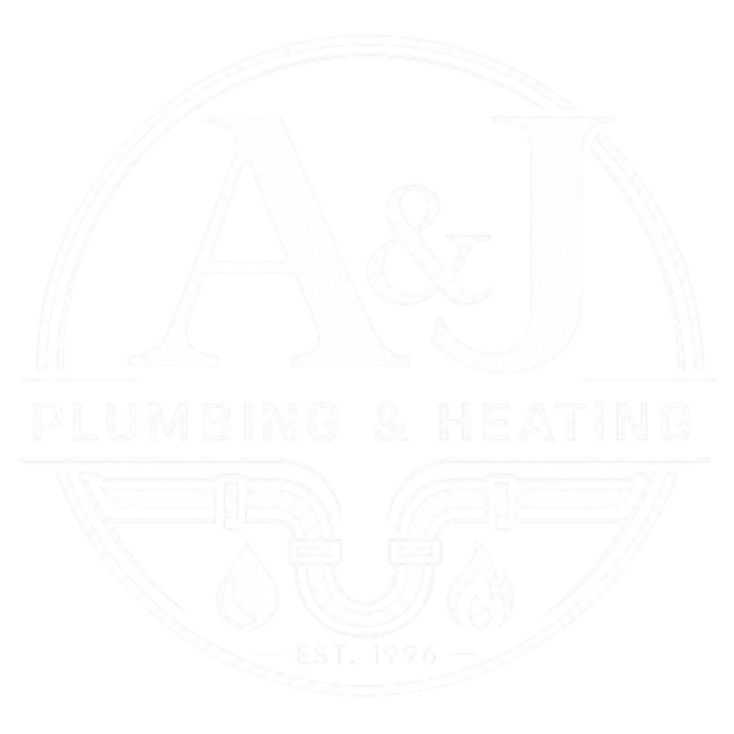 Logo of a company that specializes in plumbing and heating, with the text 'PLUMBING & HEATING' and established in 1996.