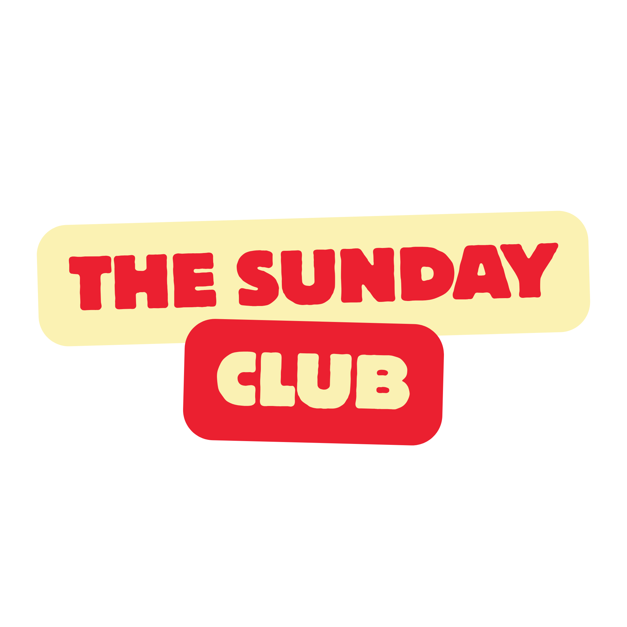 Retro-style sign with red and yellow colors reading 'The Sunday Club' against a black background.
