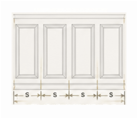 Geometric drawing of an outline square with sections divided by vertical, horizontal, and circle lines.