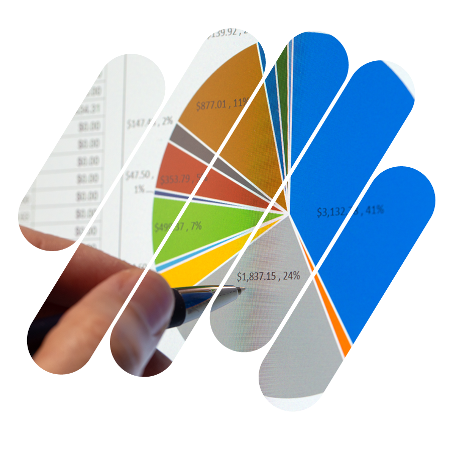 Pie chart breaking down portfolio asset allocation percentages.