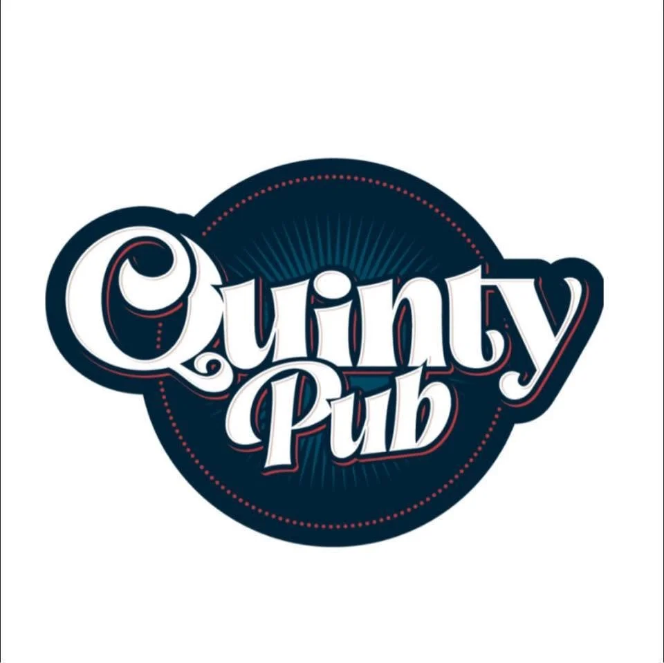 Logo with the text 'Quirky Pub' in stylized font inside a dark circular badge.