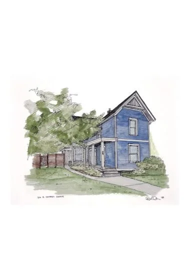 RLO House Watercolor Portrait Central Ave