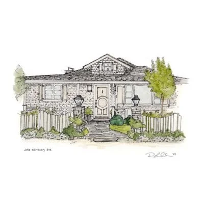 RLO House Watercolor Portrait Edinburg
