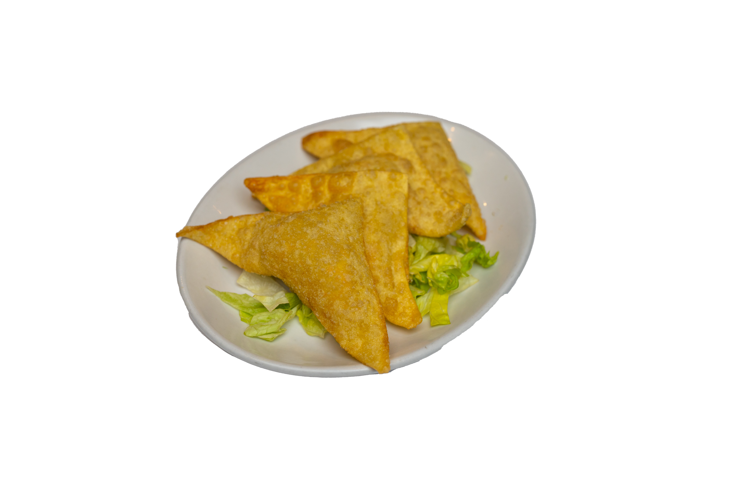 Golden, crispy fried pockets filled with cream cheese and imitation crab, served with sweet and sour sauce.