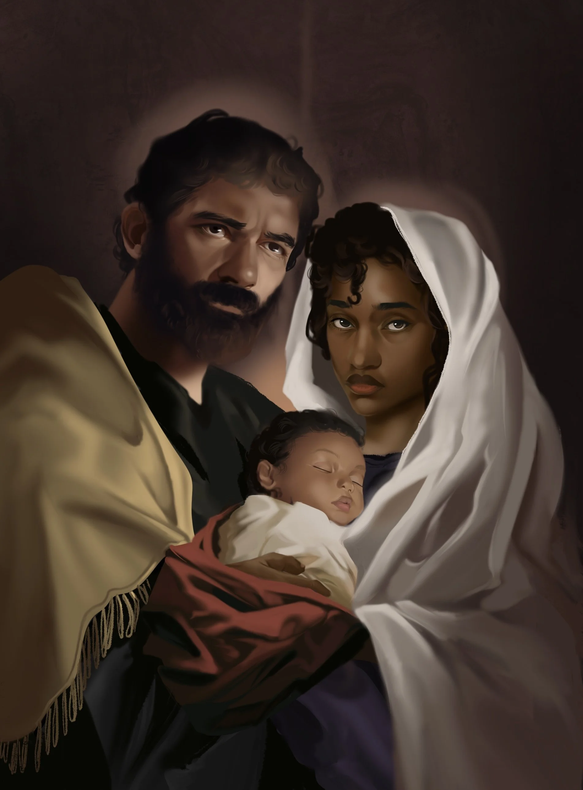 Faces of the Bible-Joseph, Mary and Jesus on Canvas