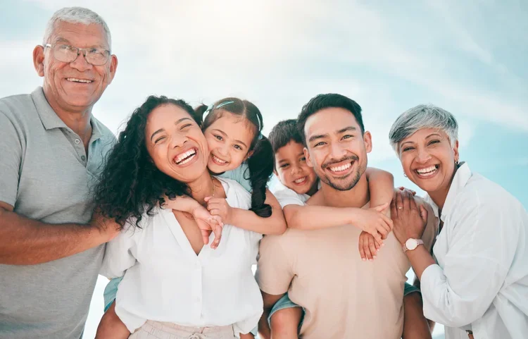 A happy multi-generational family