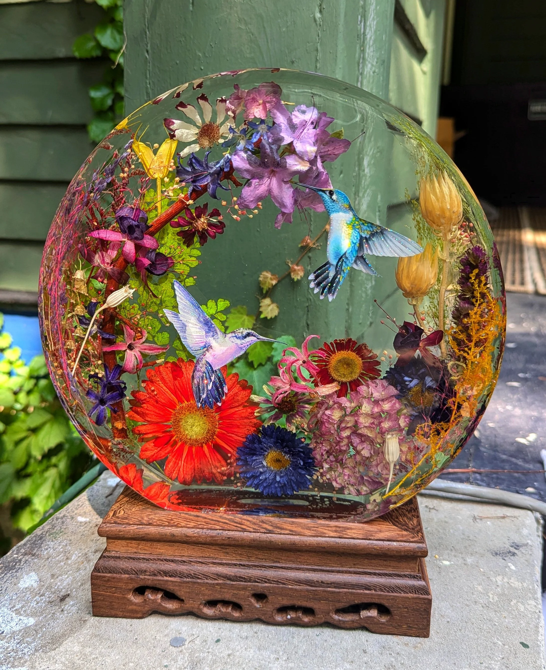 9" Wide 10.5" Tall Hummingbird Half-Circle