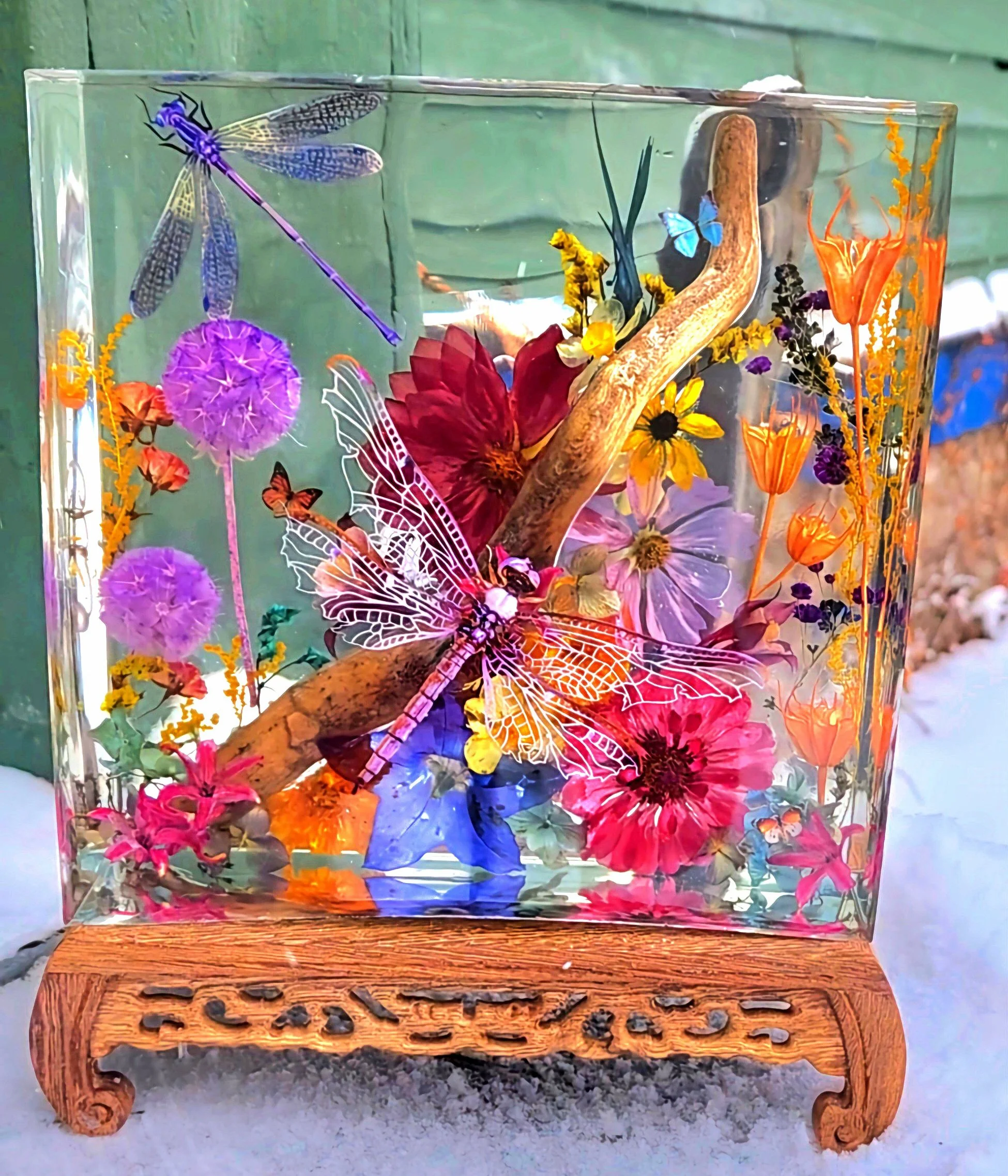 9" Wide 10" Tall Dragonfly Square