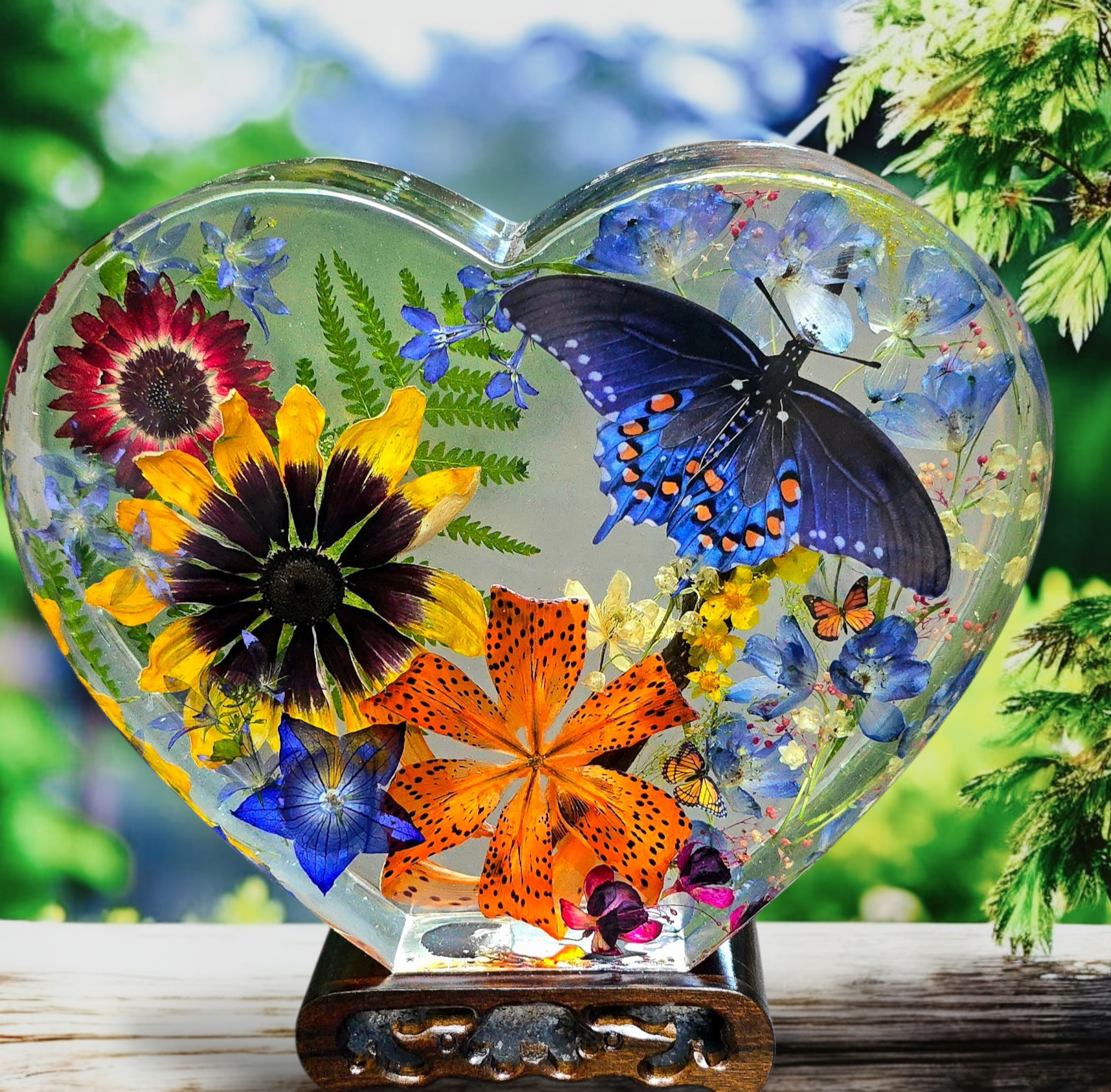 8.25" Wide 8.25" Tall Swallowtail Heart
