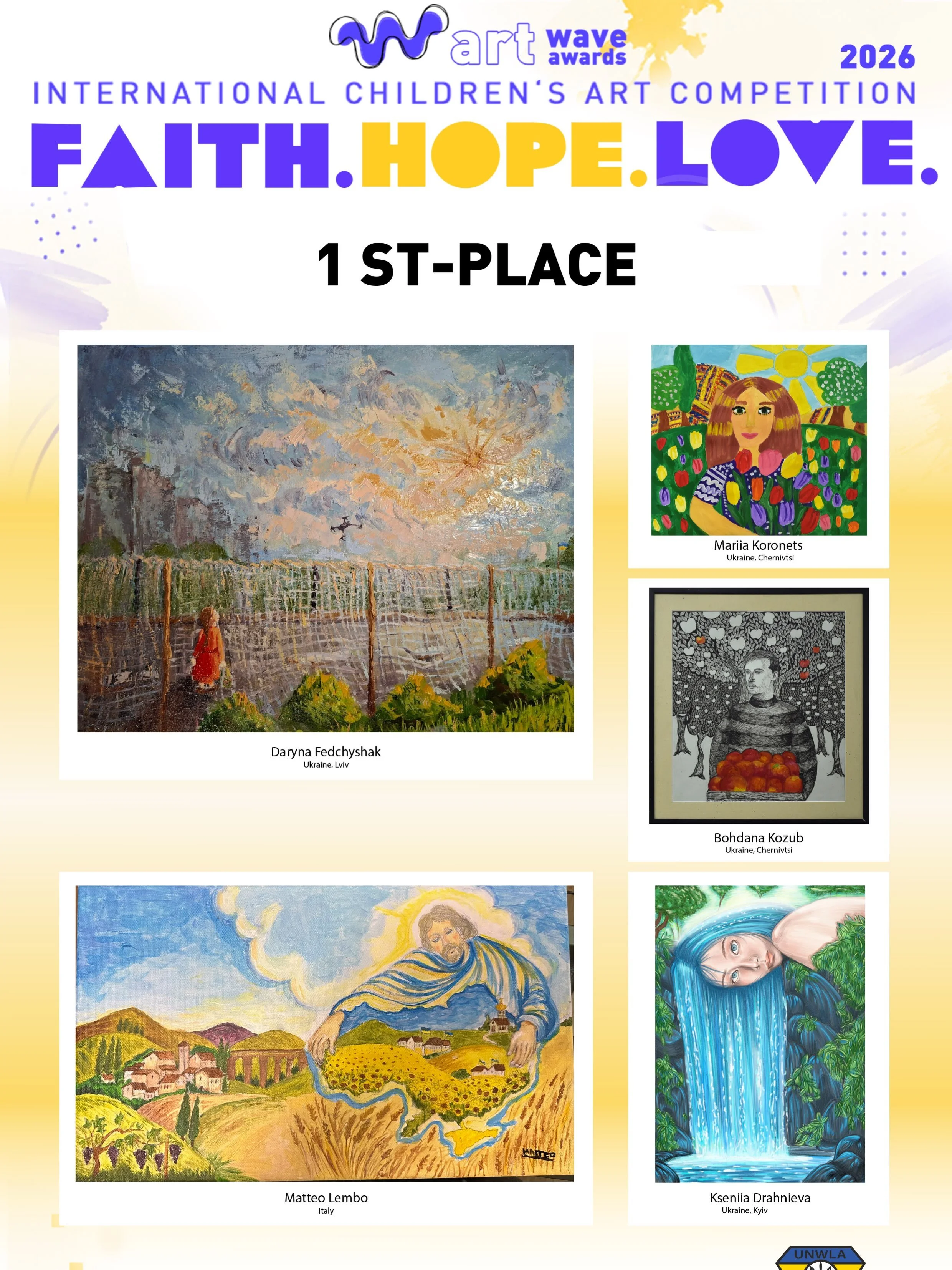 Congratulations to the Winners of the International Art Competition &ldquo;Faith. Hope. Love&rdquo;!

We are delighted to celebrate our talented winners! This year&rsquo;s competition brought together an incredible collection of powerful, heartfelt, 