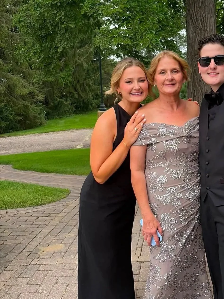 A bride with some of her family showing makeup done on young and mature skin. Fresh, bright, natural looking makeup on both youthful skin and older mature skin. 