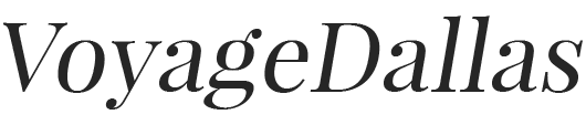 VoyageDallas logo in black text on a white background