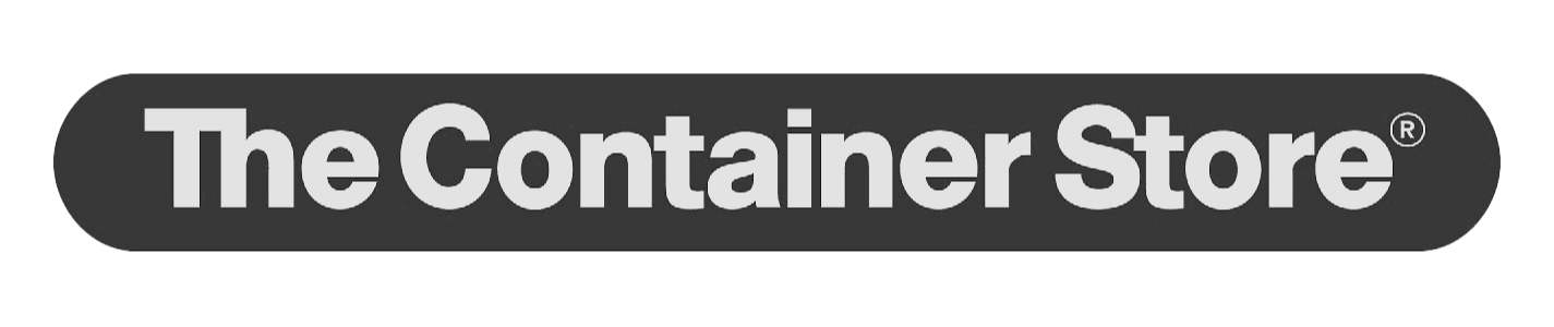 Logo of The Container Store in black and white with white text on a black background.