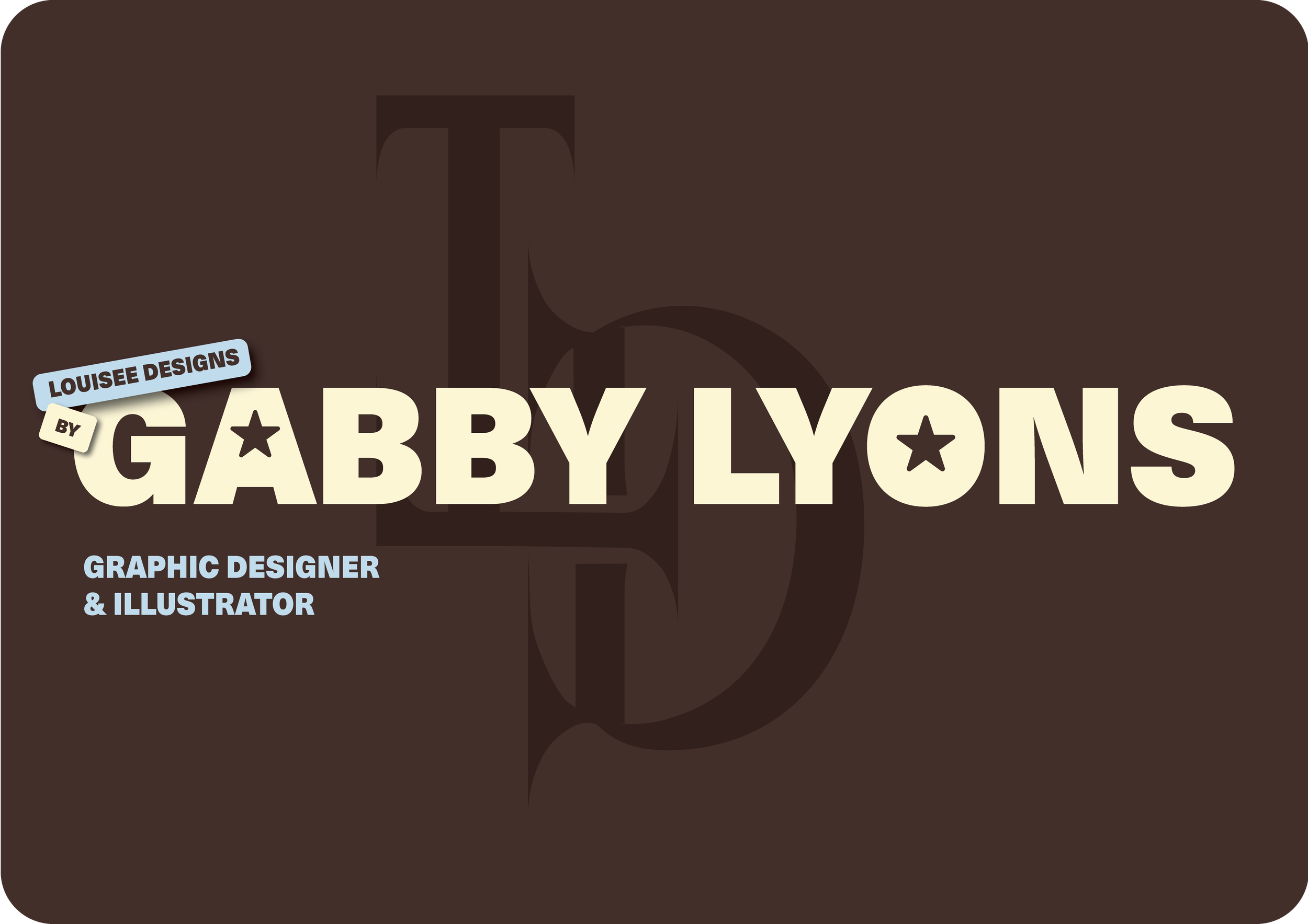 Book cover titled 'Gabby Lyons' by Louise Designs, graphic designer and illustrator.